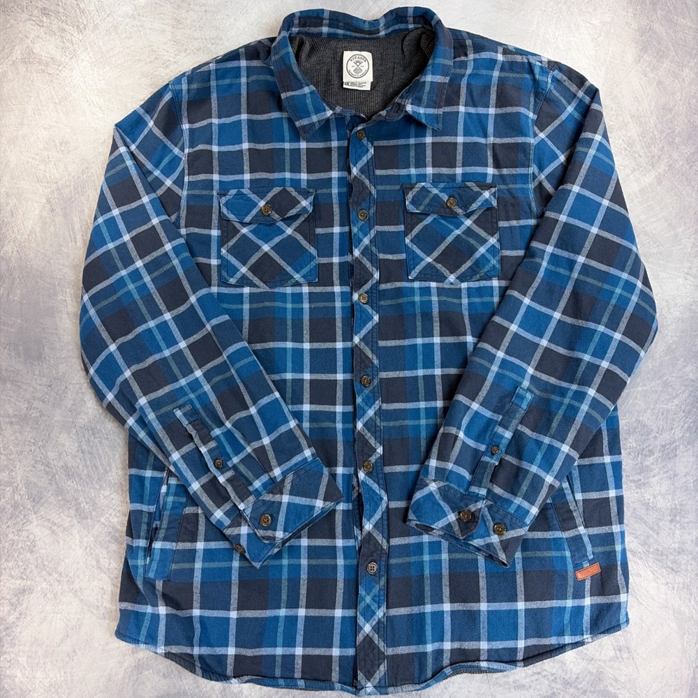 Voyager Mens XXL Blue Plaid Thermal Lined Flannel Shirt Jacket Shacket 2XL
